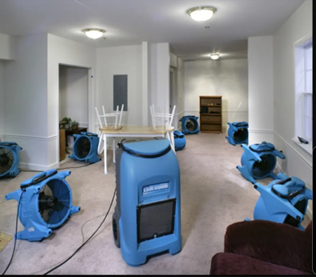 Air movers and dehumidifier setup for Water Extraction & Removal in Fox Point
